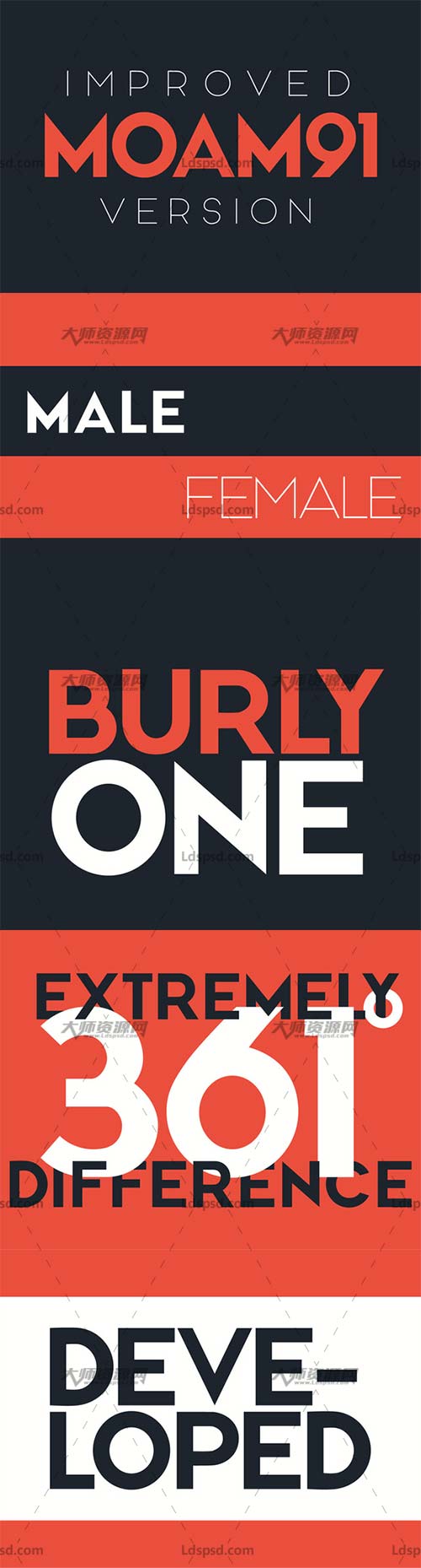 MOAM91 Typeface - Improved Edition,时尚沉稳的英文字体(改进版)